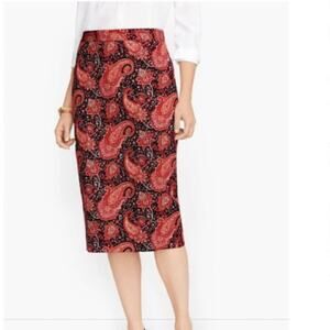 Talbots Size 4 Paisley Pencil Skirt Cotton Blend Lined Career Office